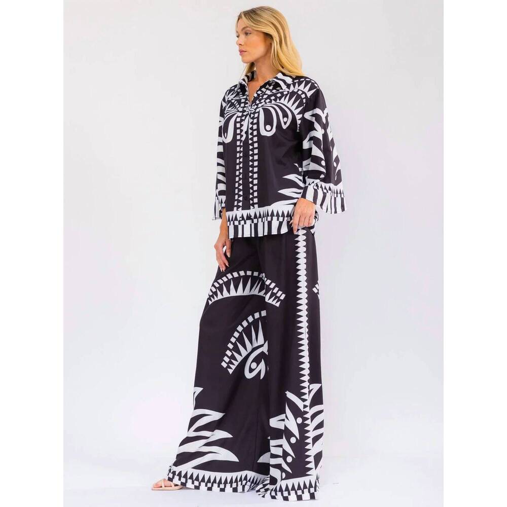 NEW LITTLE SECRET OF MINE multi-print wide leg pants set in tropic bliss